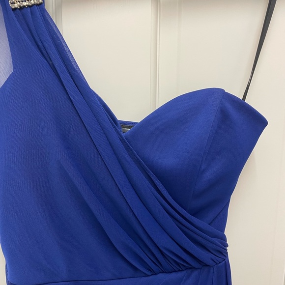 Xscape One Shoulder Gown Prom Dress Sz 2 in Royal Blue - Picture 4 of 10